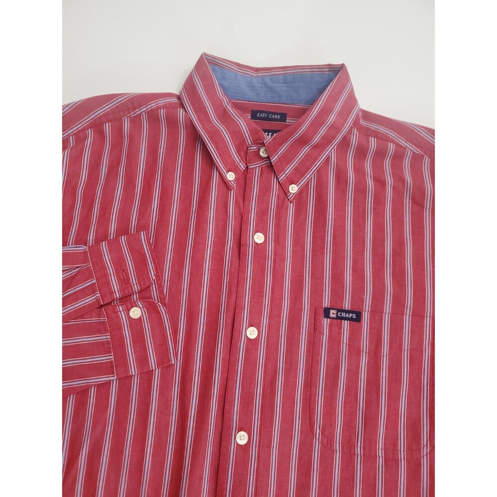 Chaps By Ralph Lauren Men's Long Sleeve Button Casual Striped Shirt, Large
